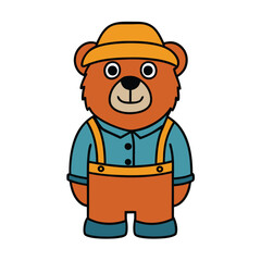 Cartoon Bear in Fisherman Outfit Clipart Vector Design