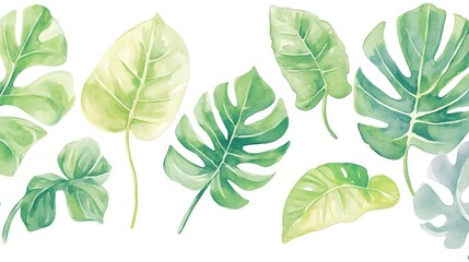 Fototapeta premium A vibrant collection of green leaves showcasing nature's beauty, perfect for botanical designs and eco-friendly themes.