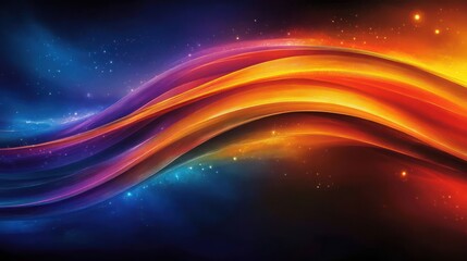 Obraz premium A vibrant, abstract wave design featuring gradients of blue, purple, and orange hues.