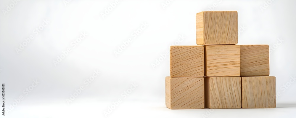 Poster elegant wood block in structured setting - a geometric design symbolizing financial success with cle