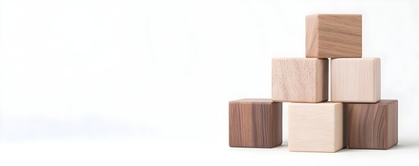 Obraz premium Elegant Geometric Wood Block in Structured Setting - Symbolizing Financial Success with Clean Tones and Modern Design