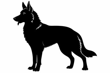 
German Shepherd dog silhouette, Sitting german shepherd dog breed silhouette vector illustration