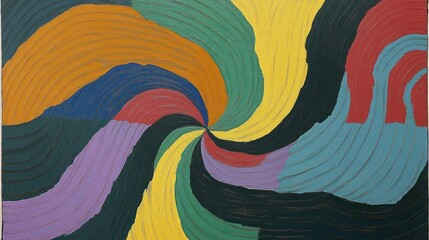 Obraz premium A vibrant abstract painting with swirling colors and textured patterns.