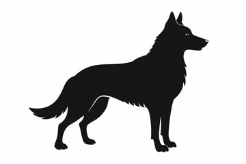 
German Shepherd dog silhouette, Sitting german shepherd dog breed silhouette vector illustration