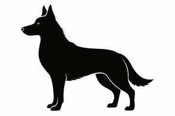 
German Shepherd dog silhouette, Sitting german shepherd dog breed silhouette vector illustration