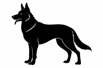 
German Shepherd dog silhouette, Sitting german shepherd dog breed silhouette vector illustration