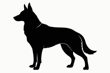 
German Shepherd dog silhouette, Sitting german shepherd dog breed silhouette vector illustration