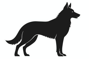 
German Shepherd dog silhouette, Sitting german shepherd dog breed silhouette vector illustration