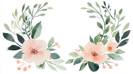 Obraz premium Beautiful floral arrangement featuring soft pink flowers and lush greenery, perfect for spring-themed designs.