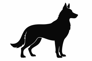 
German Shepherd dog silhouette, Sitting german shepherd dog breed silhouette vector illustration