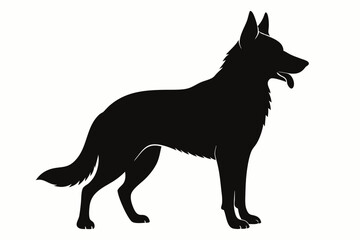 
German Shepherd dog silhouette, Sitting german shepherd dog breed silhouette vector illustration