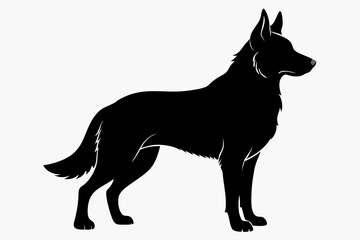 
German Shepherd dog silhouette, Sitting german shepherd dog breed silhouette vector illustration
