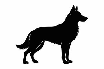 
German Shepherd dog silhouette, Sitting german shepherd dog breed silhouette vector illustration