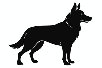 
German Shepherd dog silhouette, Sitting german shepherd dog breed silhouette vector illustration