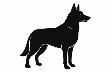 
German Shepherd dog silhouette, Sitting german shepherd dog breed silhouette vector illustration