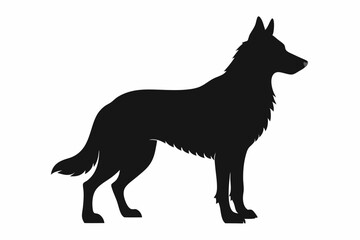 
German Shepherd dog silhouette, Sitting german shepherd dog breed silhouette vector illustration