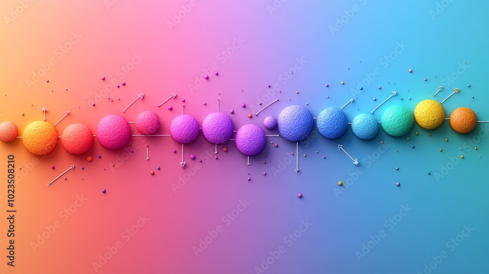 Aufkleber a colorful gradient of spheres representing a spectrum or energy flow.