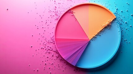 Obraz premium A colorful pie chart with a gradient background, symbolizing data representation.