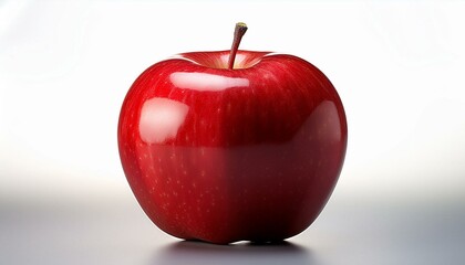 Fresh red apple with a shiny surface. 