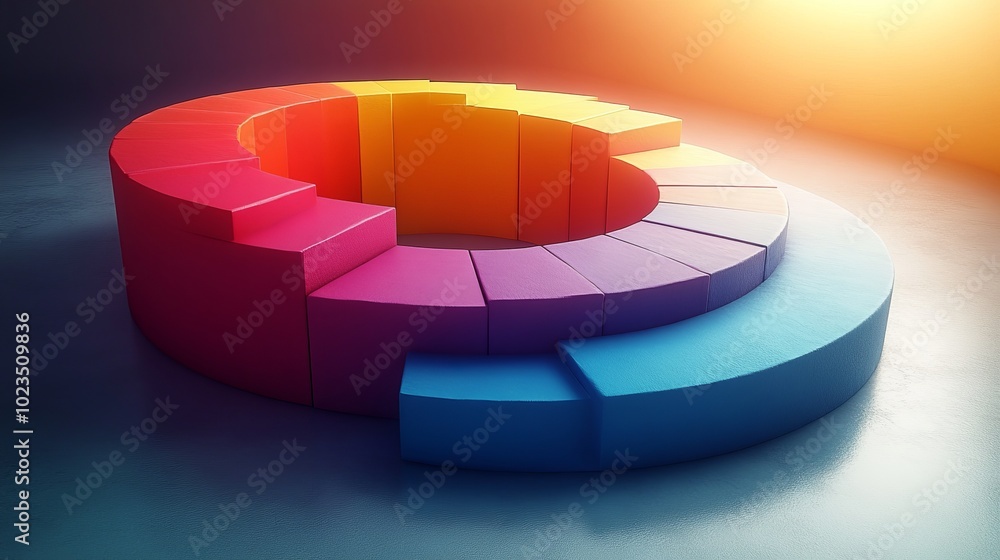 Poster a colorful, abstract structure resembling a spiral staircase, emphasizing design and creativity.