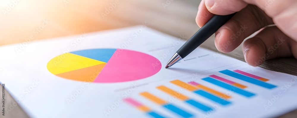 Poster dynamic abstract pie chart illustrating finance portfolio risk management - visualizing wealth-build