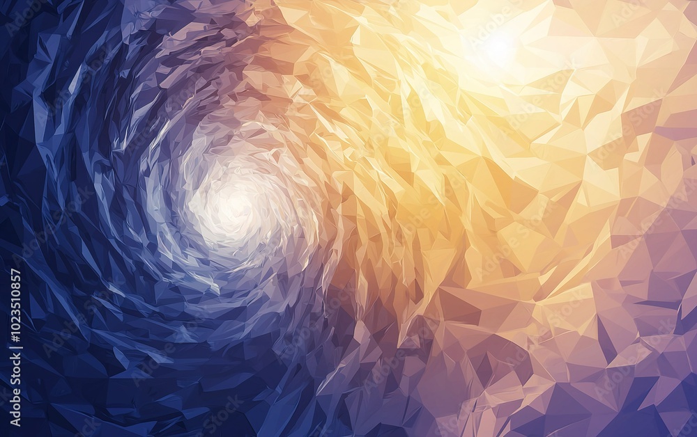 Poster abstract swirling patterns of light and shadow in a vibrant spiral formation at dusk