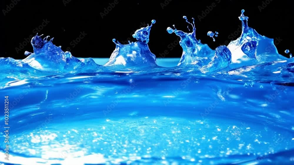 Poster mesmerizing blue water splashes capture the essence of fluid dynamics in a captivating display of na