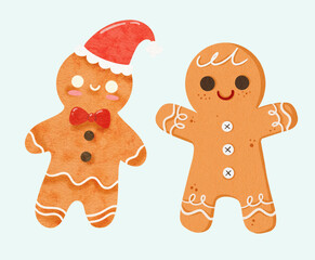 watercolor gingerman bread illustration