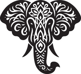 Elephant head silhouette black vector clipart design