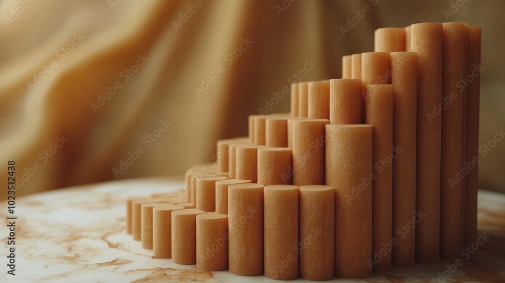 Poster a sculptural arrangement of cylindrical forms creating a staircase-like visual effect.