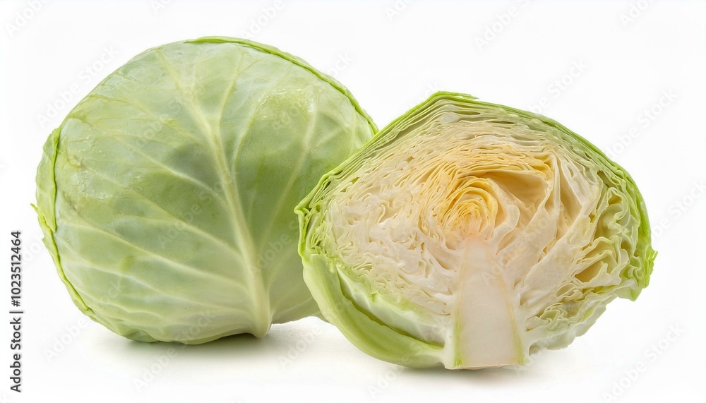 Wall mural ripe cabbage isolated on a white background.