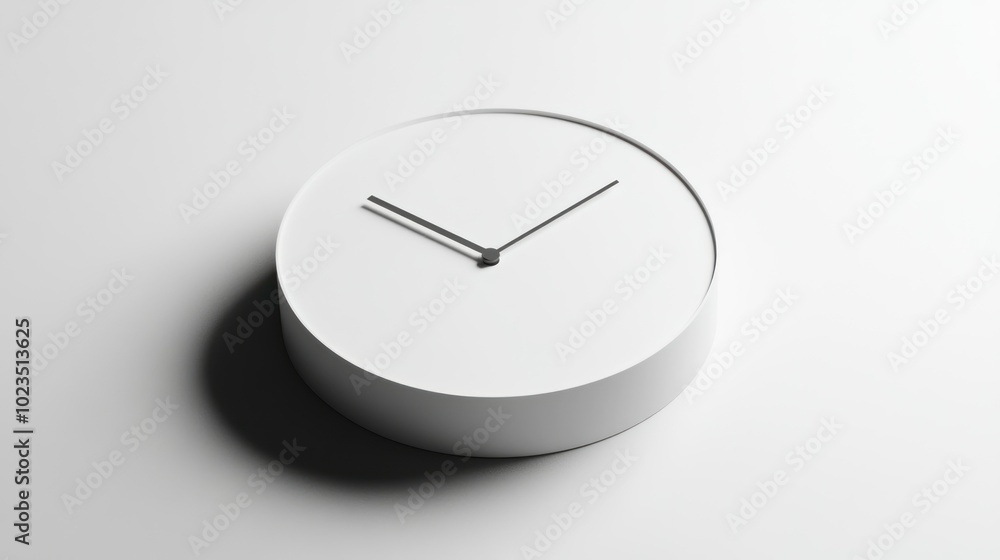 Poster White Minimalist Clock with Hour and Minute Hands