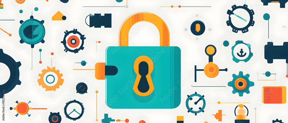 Poster a colorful image of a lock with a key on it