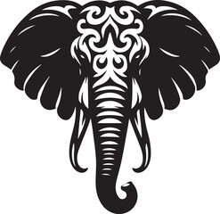 Elephant head silhouette black vector clipart design