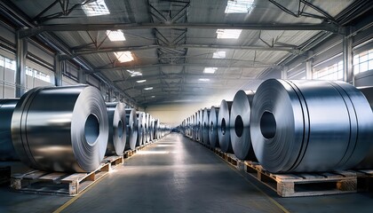Cold rolled steel coil or stainless steel sheets at storage area in steel industry plant. in a warehouse, Cold rolled steel coil or stainless steel sheets at storage area in steel industry plant