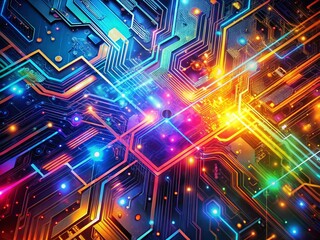 Abstract technology background featuring digital circuits and futuristic patterns for innovation and modern design