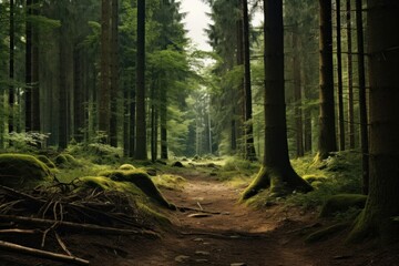 Obraz premium Forest landscape woodland outdoors.