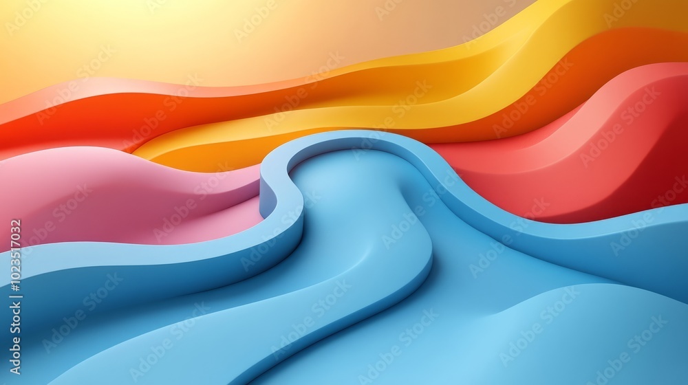 Poster abstract waves of vibrant colors create a dynamic, flowing composition.
