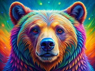 Adorable Drawing of a Bear Face in Whimsical Style for Kids' Art Projects and Illustrations, Perfect for Creative