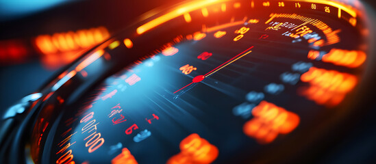 A close up of a speedometer with the numbers 0 to 100 on it