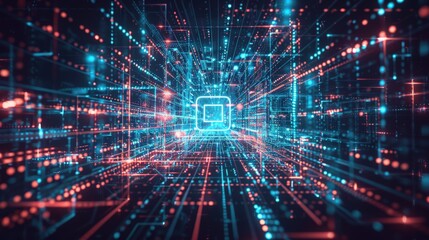 Obraz premium Futuristic Digital Network with Light Patterns