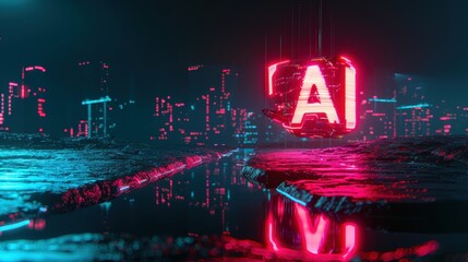 Neon AI Render in Futuristic Urban Environment