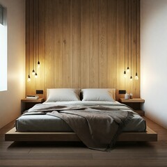 Minimalist Bedroom with Wooden Elements