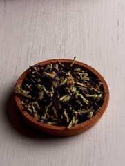 butterfly pea tea petal violet herbal antioxidant blue purple drink relax beverage photo business