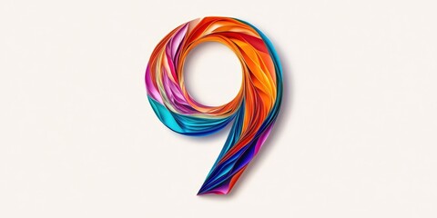 Fototapeta premium Number nine made of colorful paper.