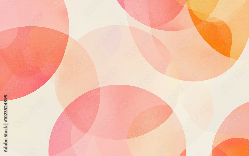 Poster colorful abstract circles overlapping in a soft, light background for artistic interpretation and de