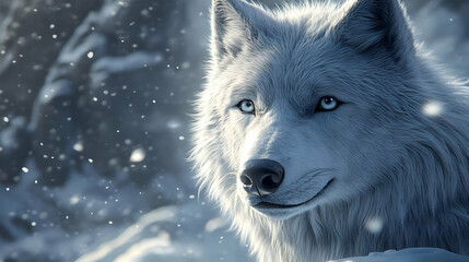 Obraz premium Arctic Wolf in Snowy Landscape 3D Illustration
