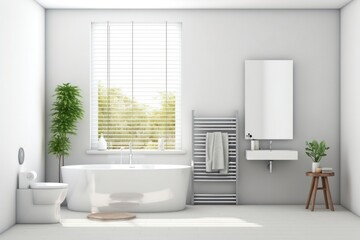 Fototapeta premium Bathroom bathtub toilet plant.