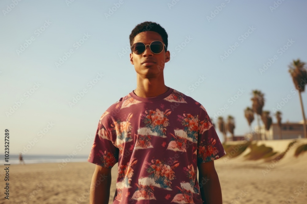 Canvas Prints African man beach photography sunglasses.