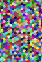 hexagons without borders perfectly fit together like honeycomb cells with solid colors